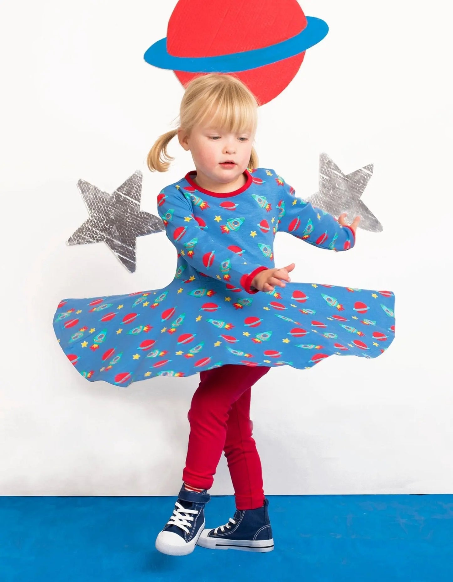 Organic Space Print Skater Dress Toby Tiger