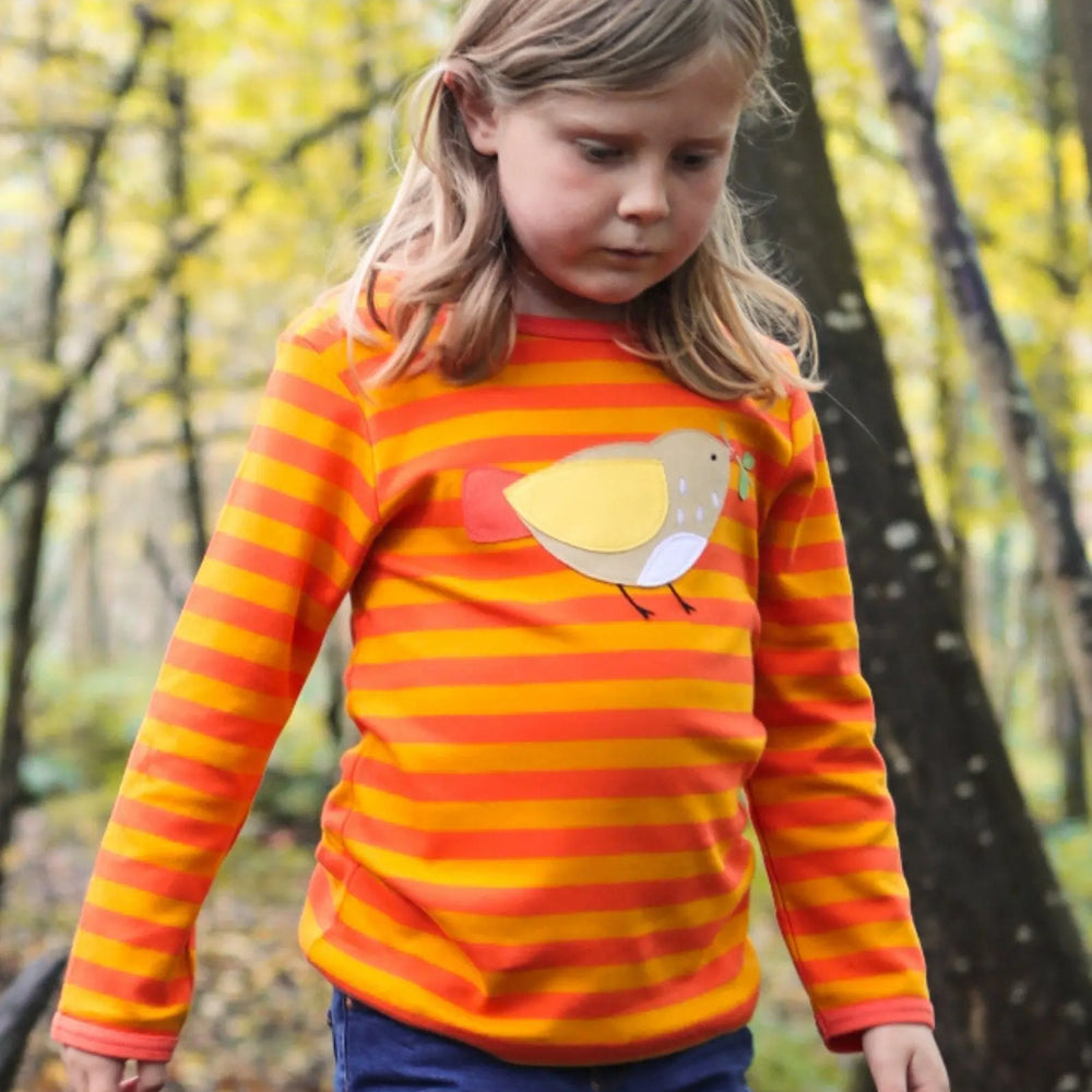 Organic Sparrow Applique Long-Sleeved T-Shirt Toby Tiger