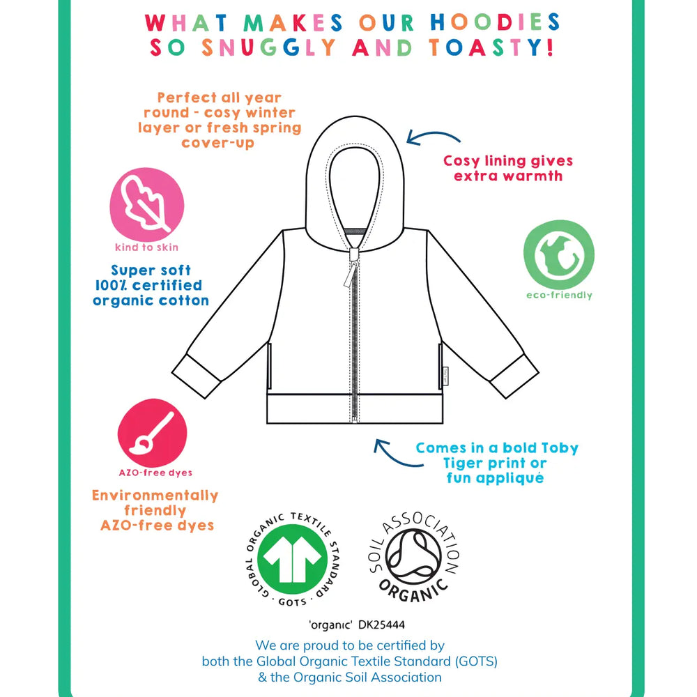 Organic Spring Applique Hoodie Toby Tiger