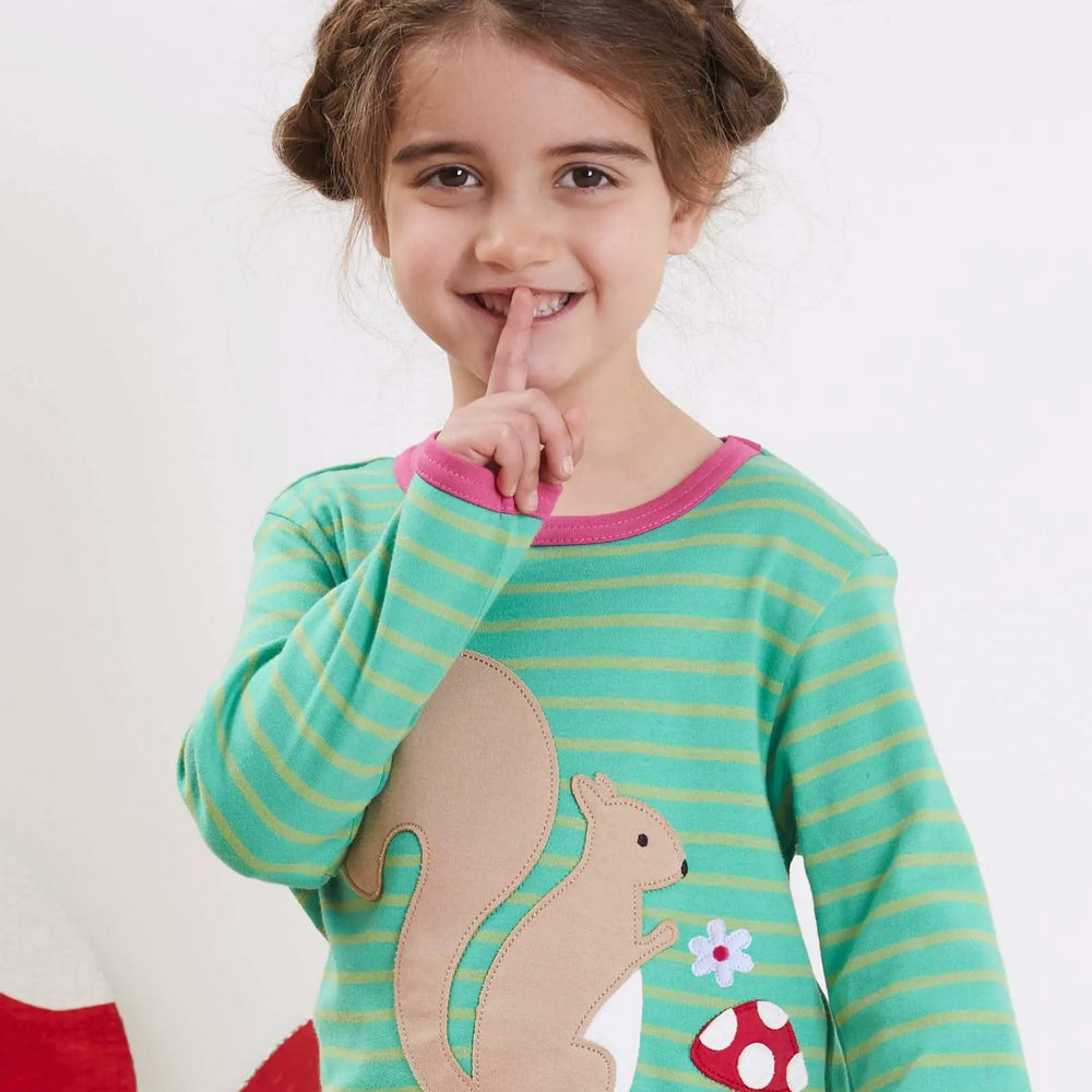 Organic Squirrel Applique Long-Sleeved T-Shirt Toby Tiger