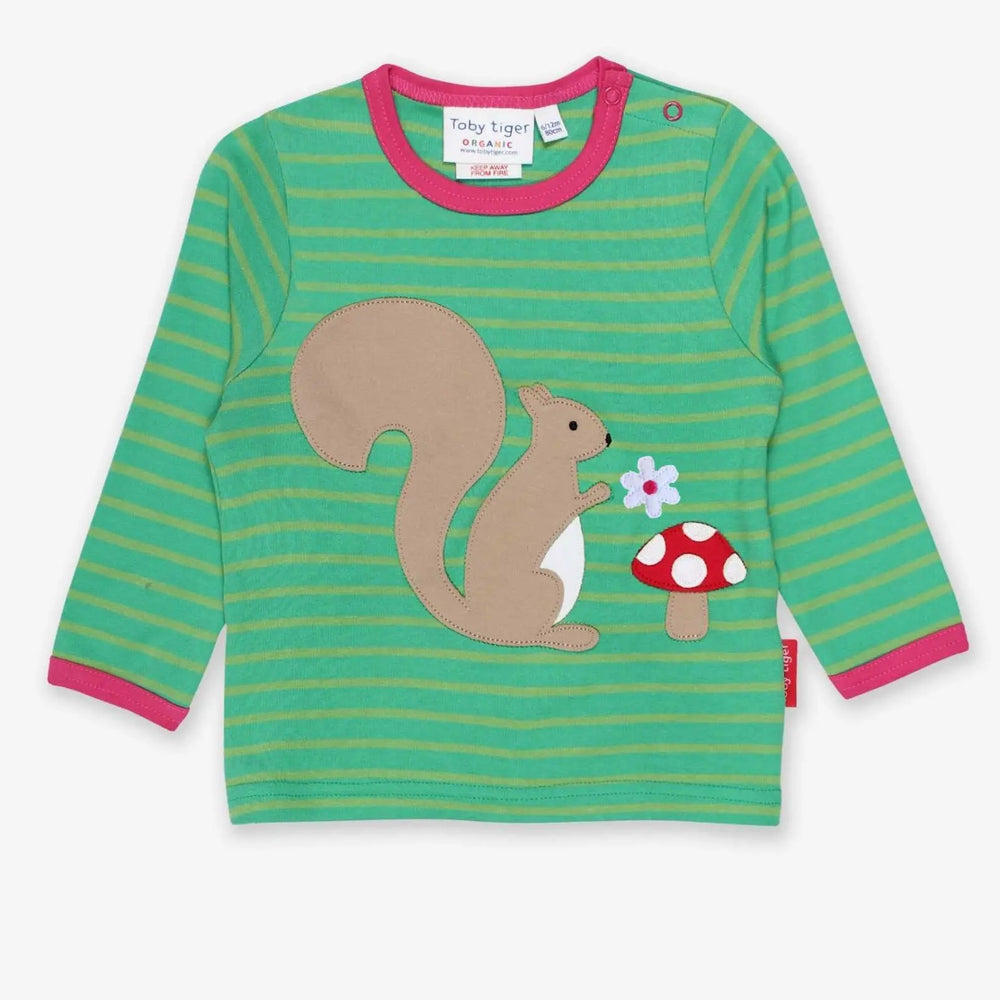 Organic Squirrel Applique Long-Sleeved T-Shirt Toby Tiger