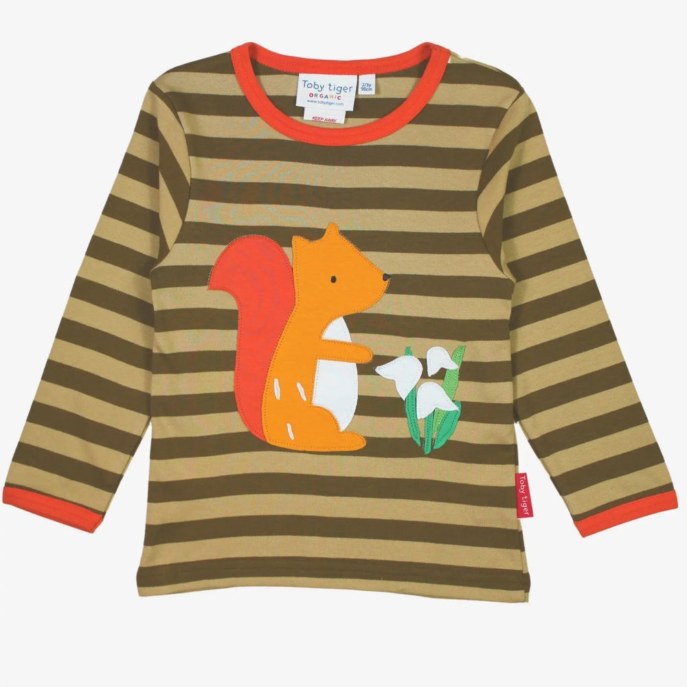 Organic Squirrel Applique Long-Sleeved T-Shirt Toby Tiger