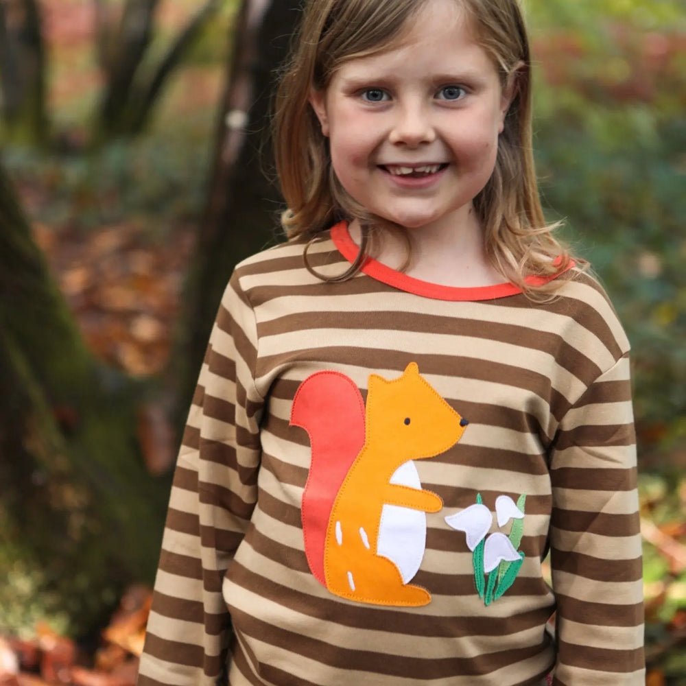 Organic Squirrel Applique Long-Sleeved T-Shirt Toby Tiger