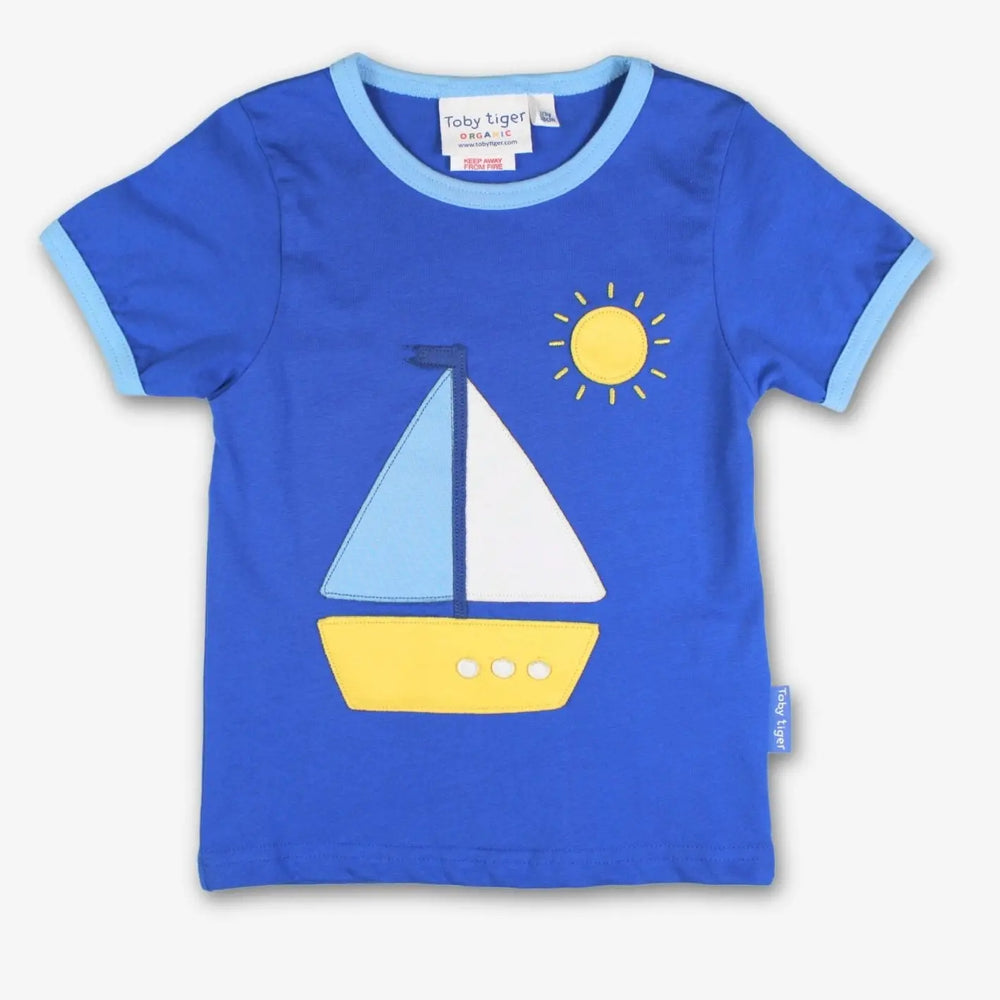 Organic St Ives Boat Applique Short-Sleeved T-Shirt Toby Tiger