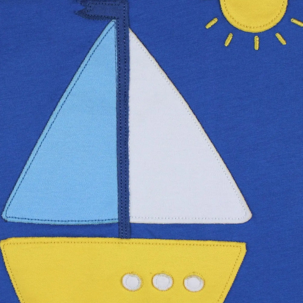Organic St Ives Boat Applique Short-Sleeved T-Shirt Toby Tiger