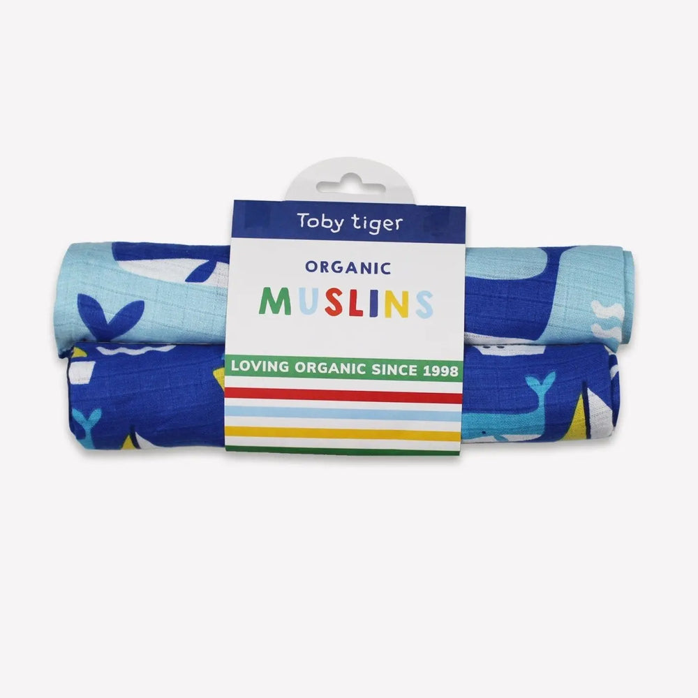 Organic St Ives Print 2 Pack Muslins Toby Tiger