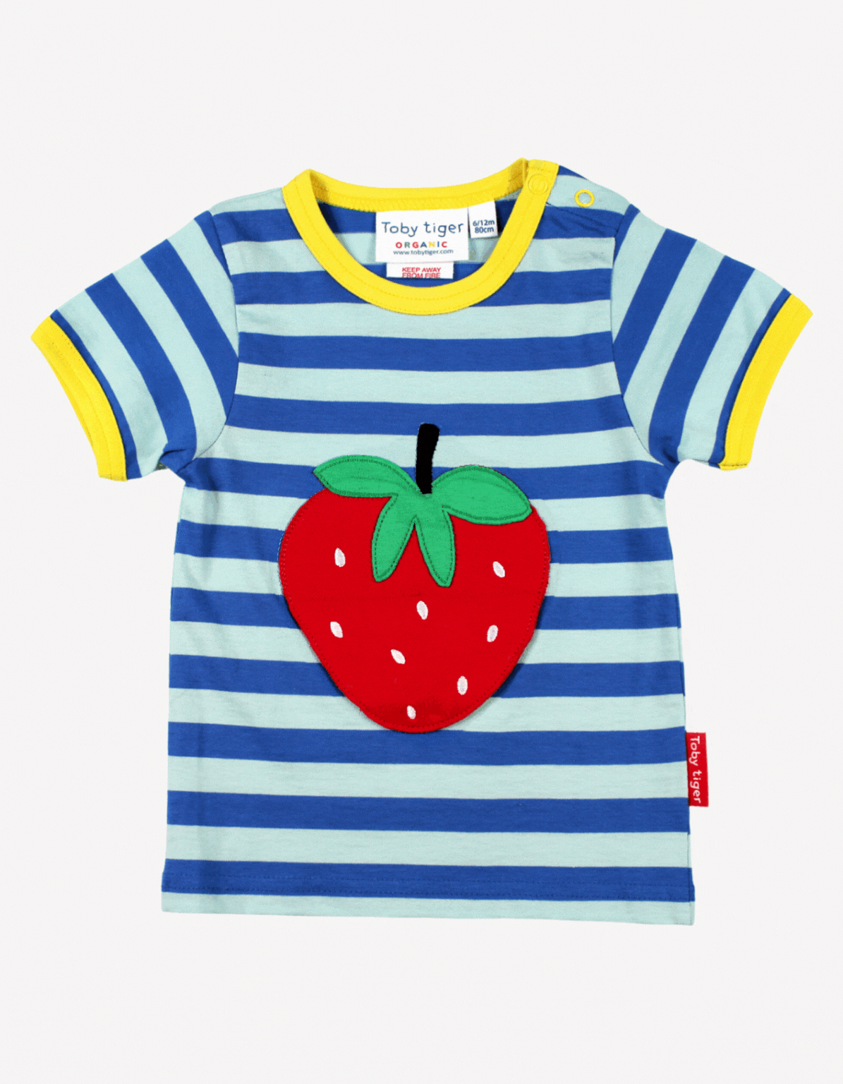 Organic Strawberry Applique Short-Sleeved T-Shirt Toby Tiger