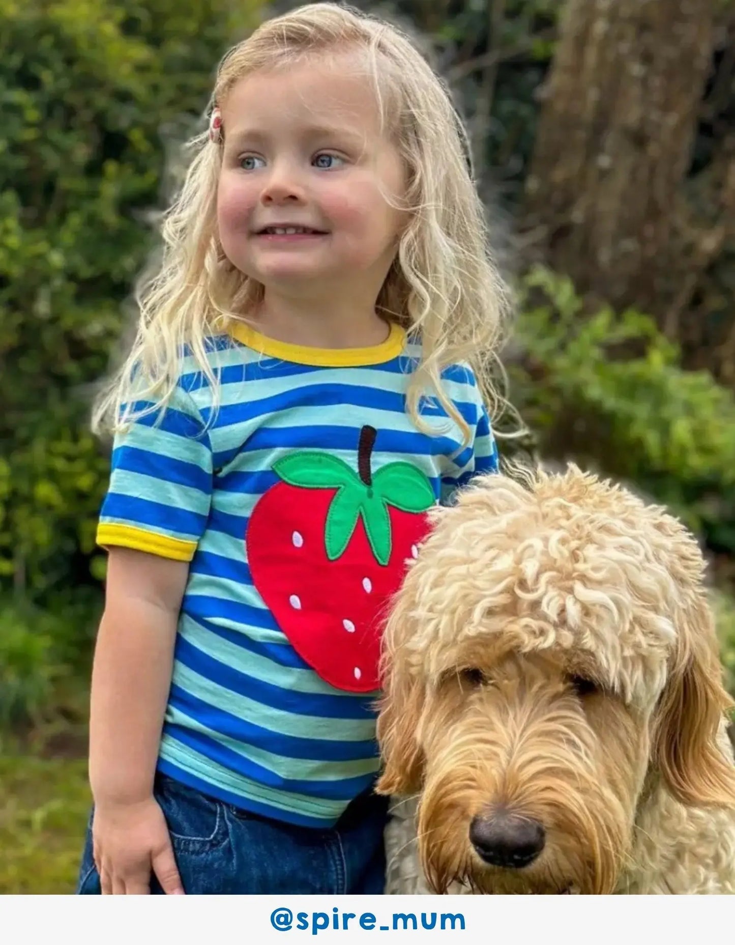 Organic Strawberry Applique Short-Sleeved T-Shirt Toby Tiger