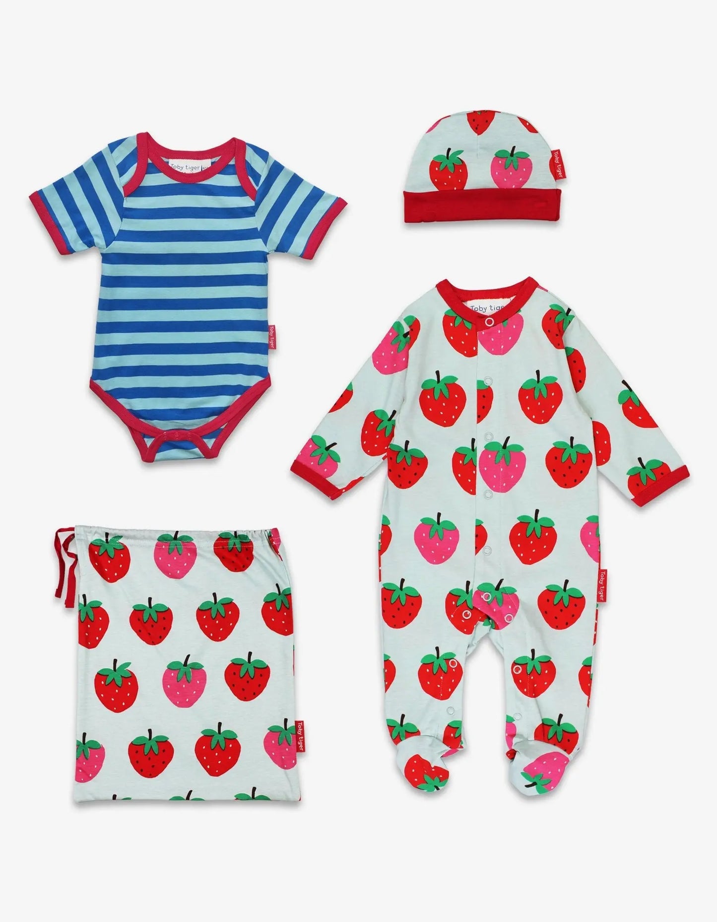 Organic Strawberry Print Baby Gift Set Toby Tiger
