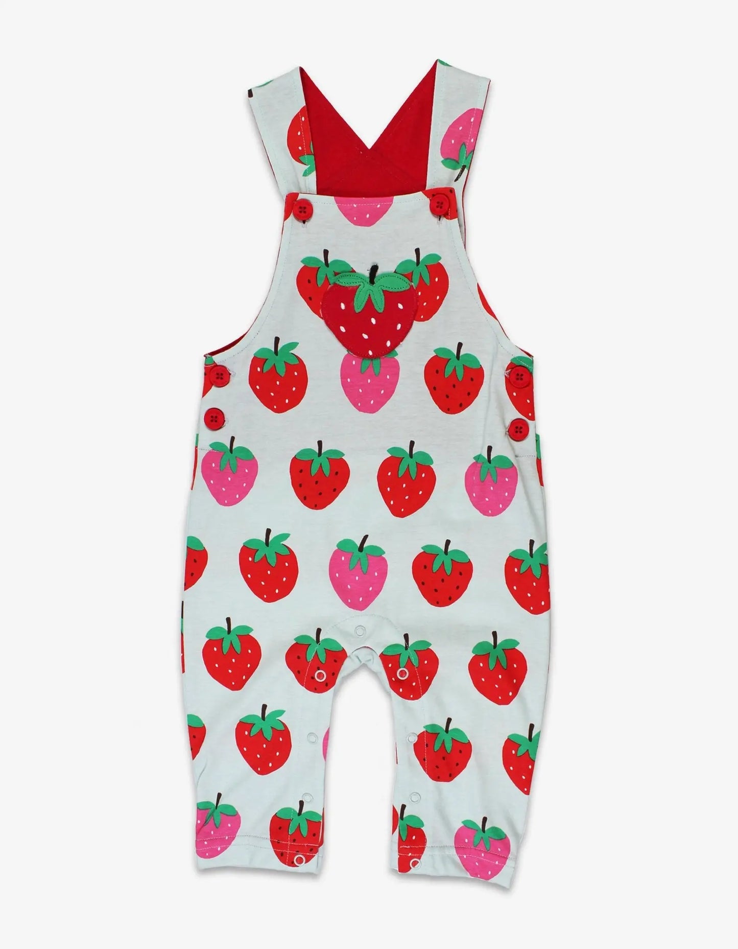 Organic Strawberry Print Dungarees Toby Tiger