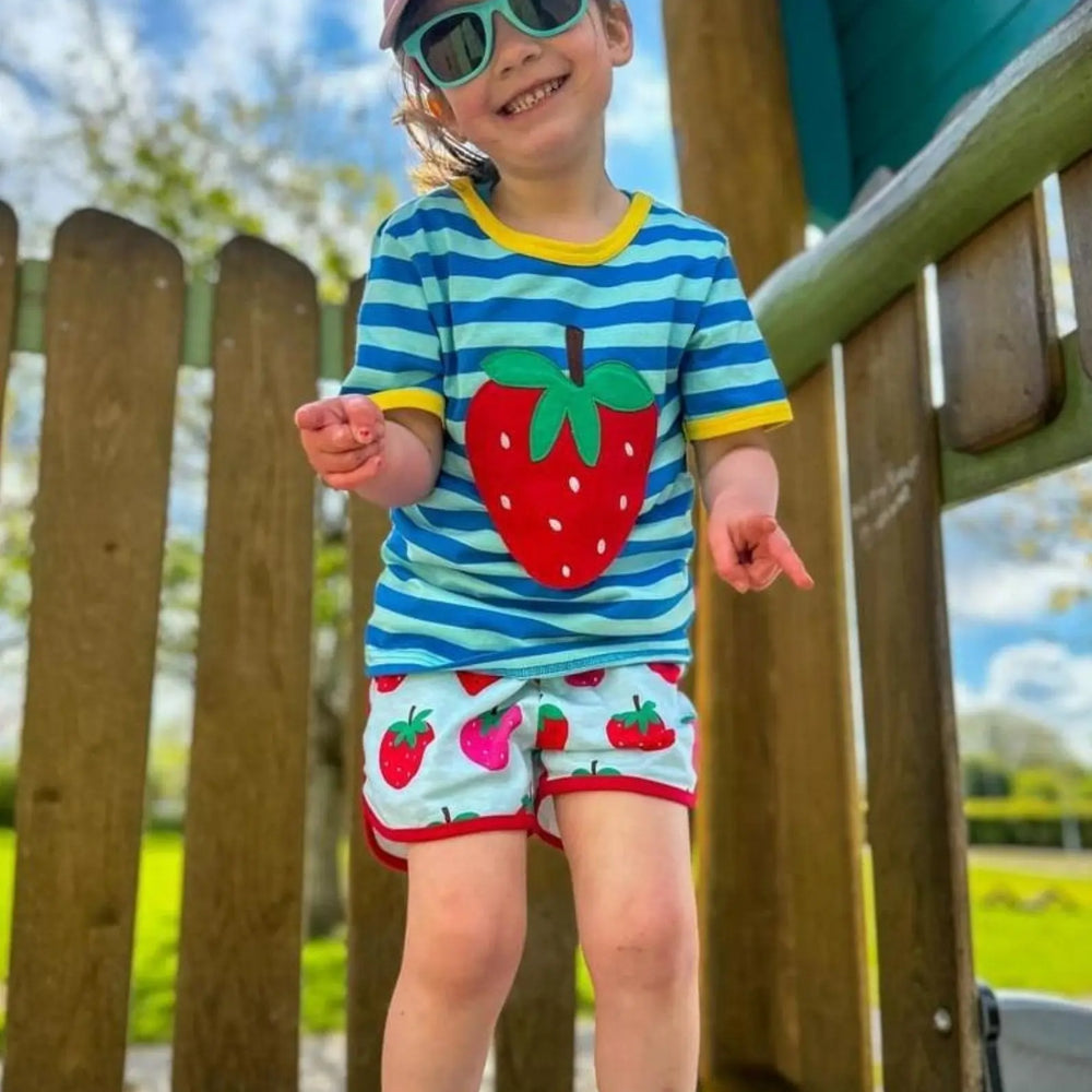 Organic Strawberry Print Running Shorts Toby Tiger