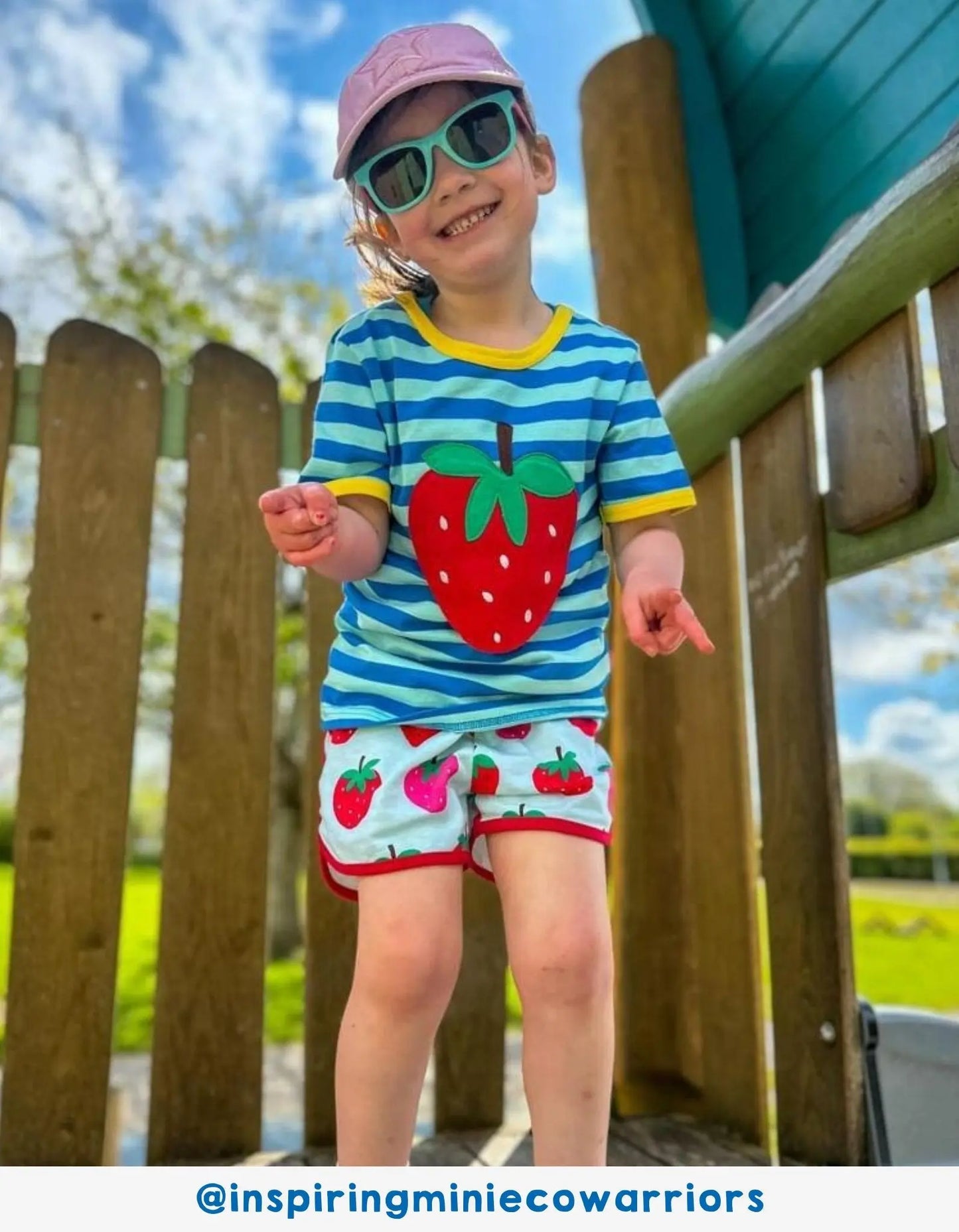 Organic Strawberry Print Running Shorts Toby Tiger