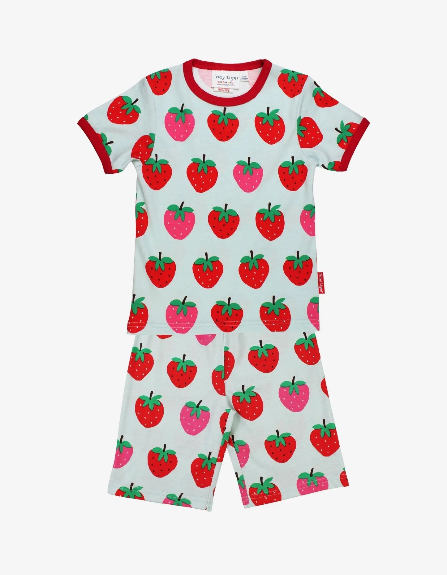 Organic Strawberry Print Short Pyjamas Toby Tiger