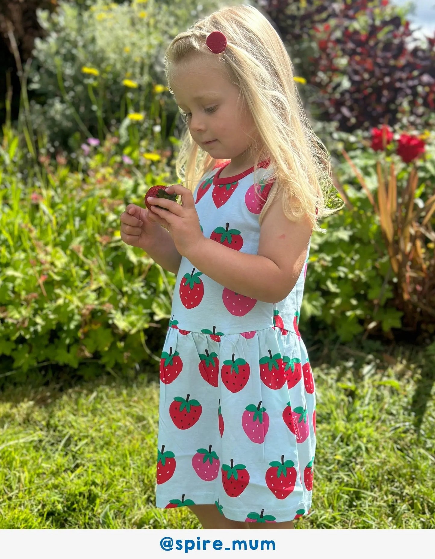 Organic Strawberry Print Summer Dress Toby Tiger