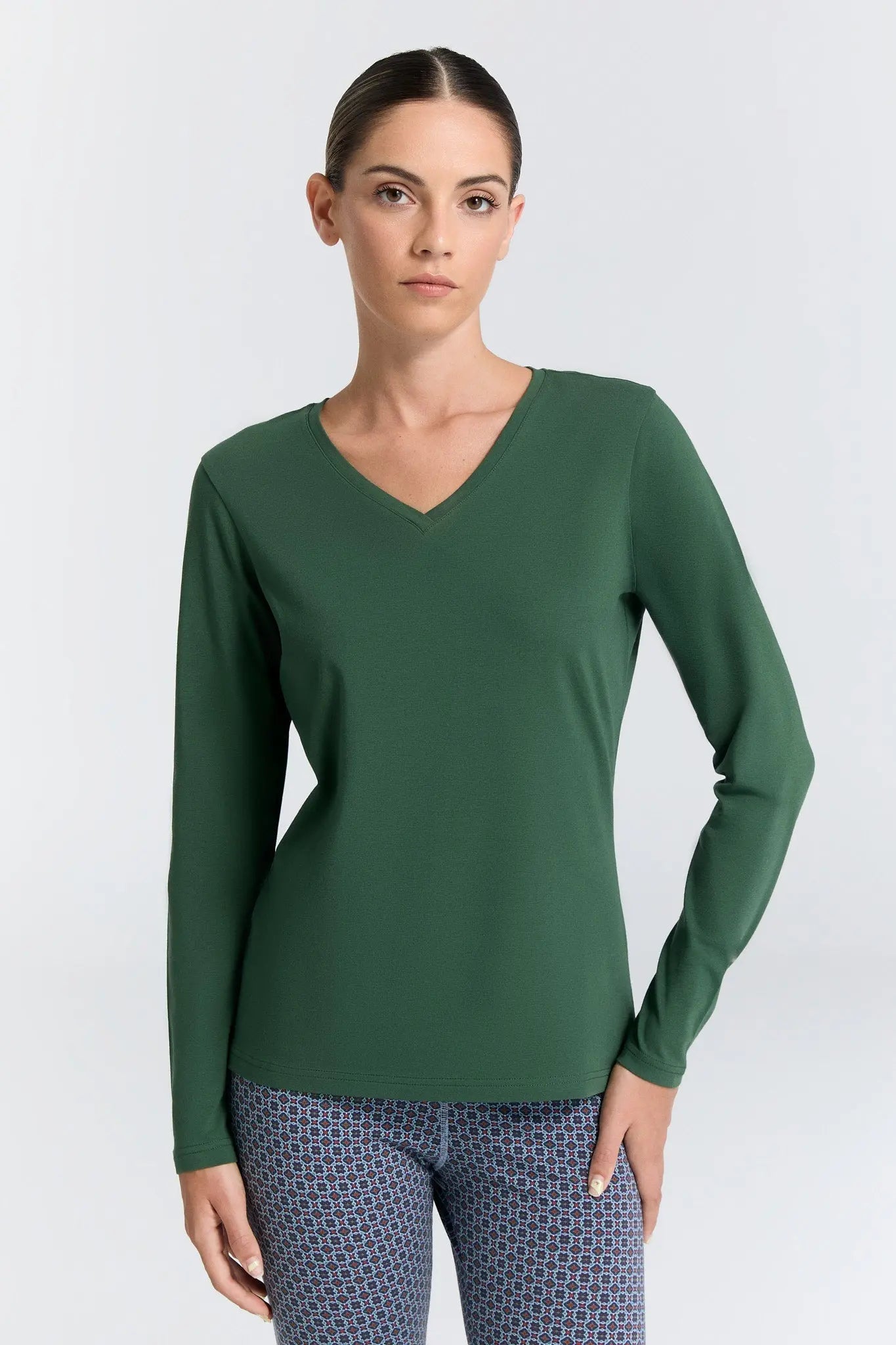 Organic Stretch Long Sleeve V-neck: Womens Earth Wardrobe