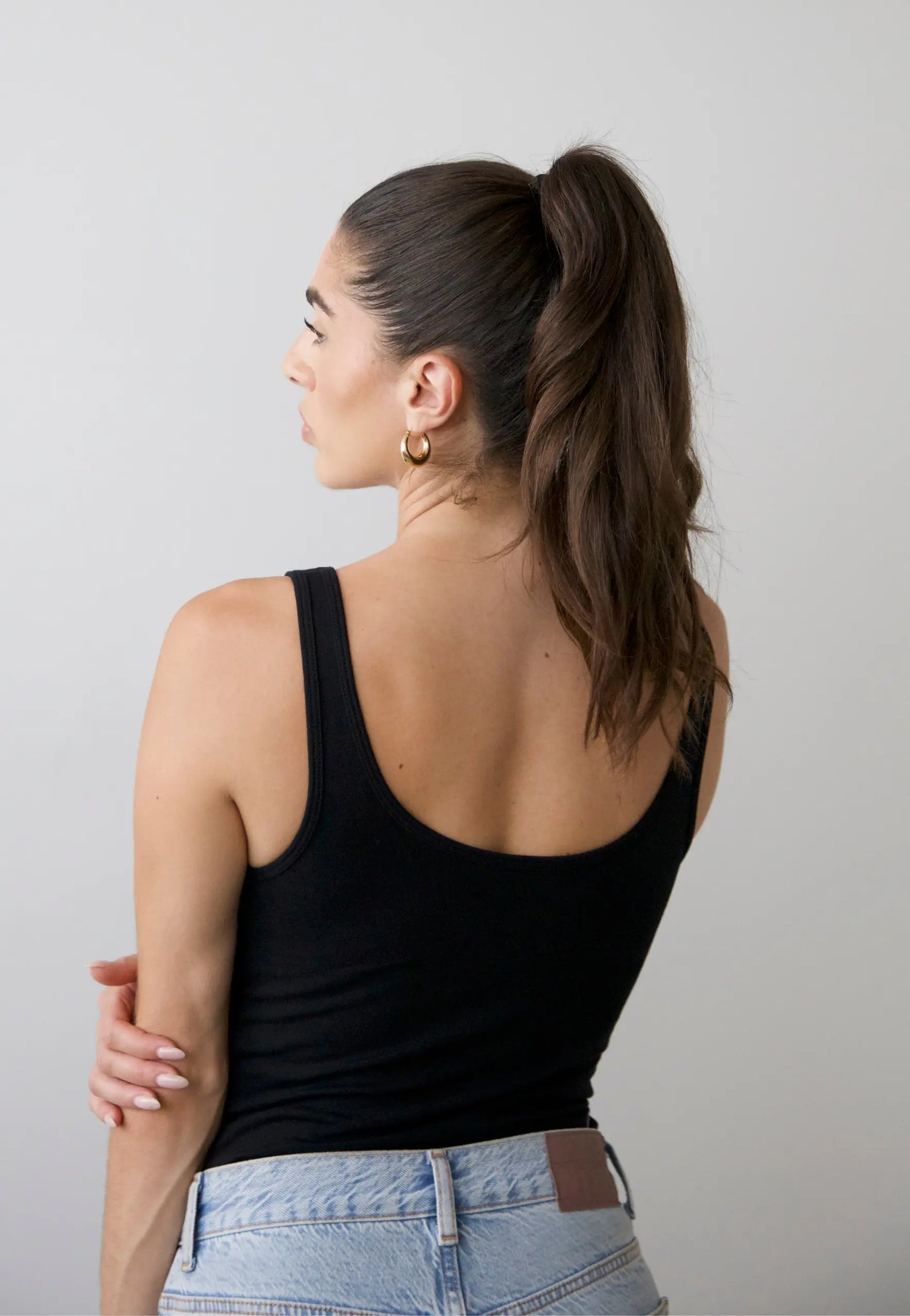 Organic Stretch V-Neck Tank Top, Black Pantee