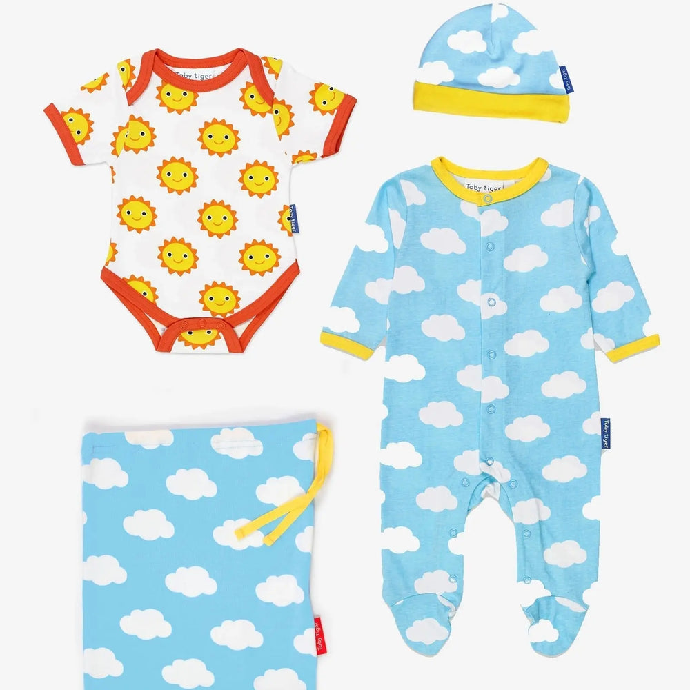 Organic Sun Cloud Print Baby Gift Set - Newborn / 50cm Toby Tiger