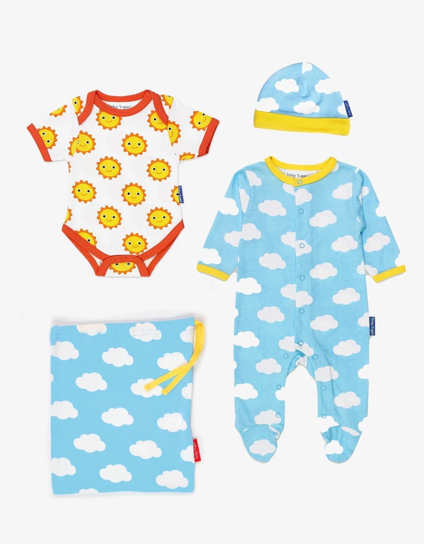 Organic Sun Cloud Print Baby Gift Set - Newborn / 50cm Toby Tiger
