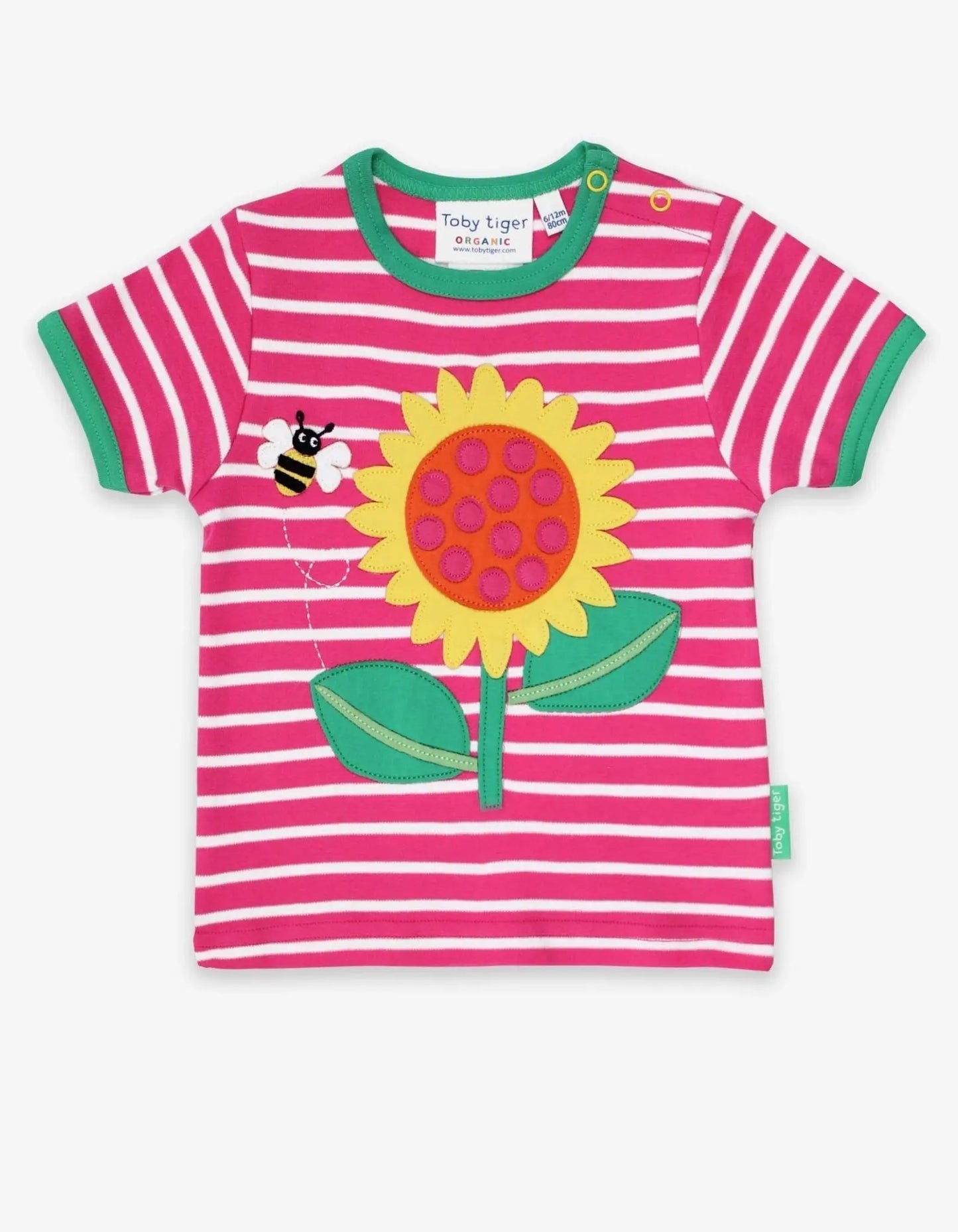Organic Sunflower Applique Short-Sleeved T-Shirt Toby Tiger