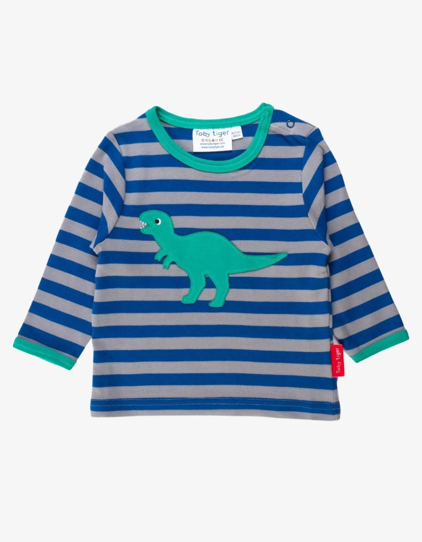 Organic T-Rex Applique Long-Sleeved T-shirt Toby Tiger