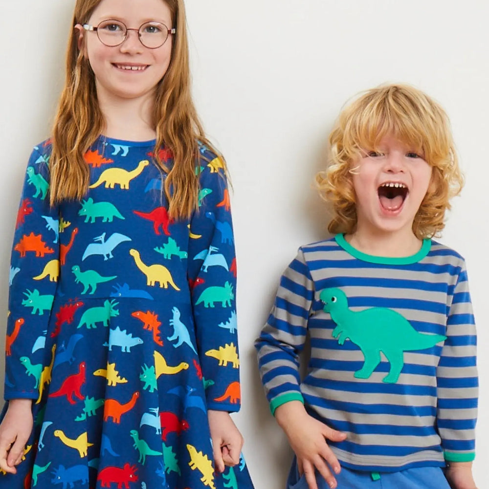 Organic T-Rex Applique Long-Sleeved T-shirt Toby Tiger