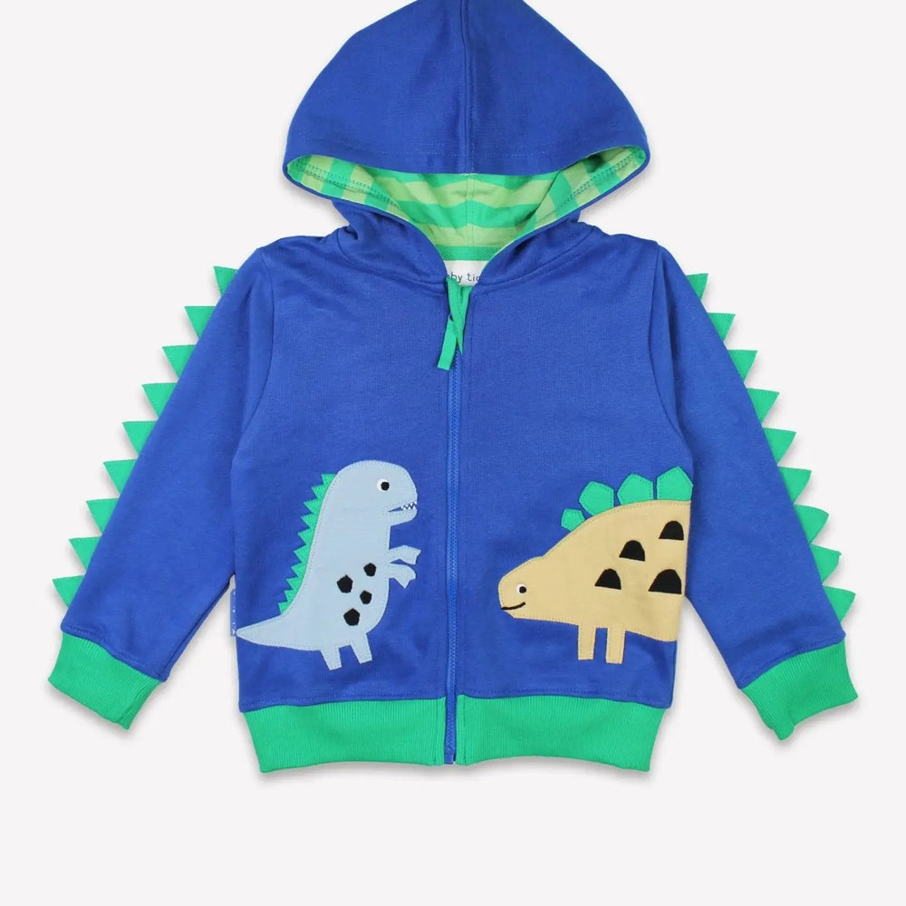 Organic Tonal Dinosaur Applique Hoodie Toby Tiger