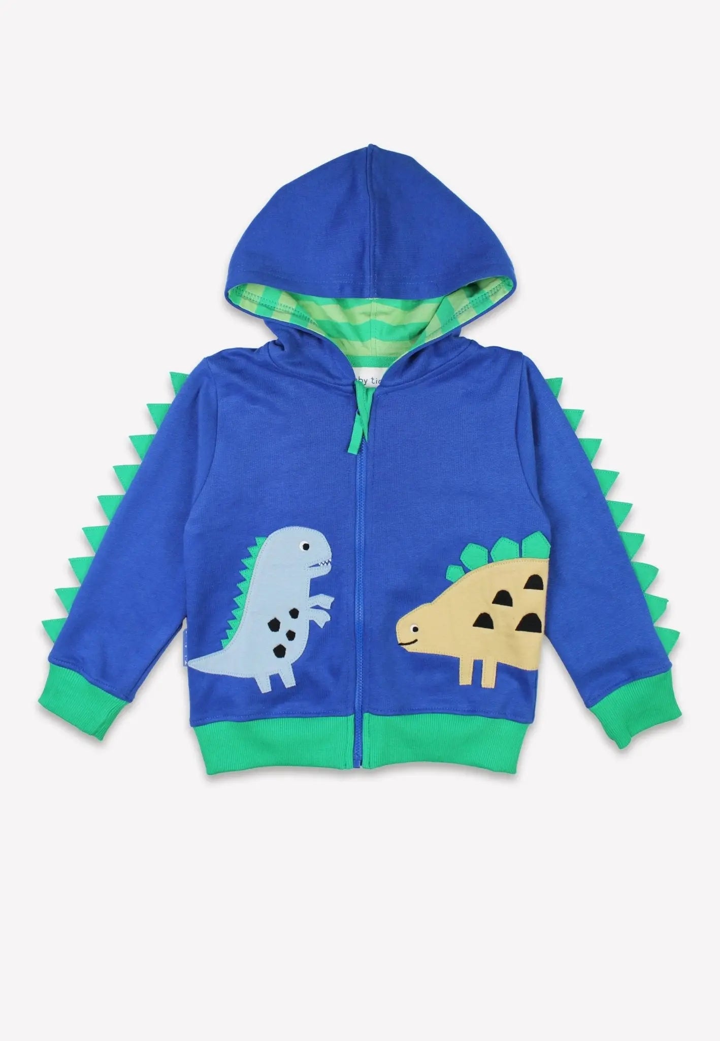 Organic Tonal Dinosaur Applique Hoodie Toby Tiger