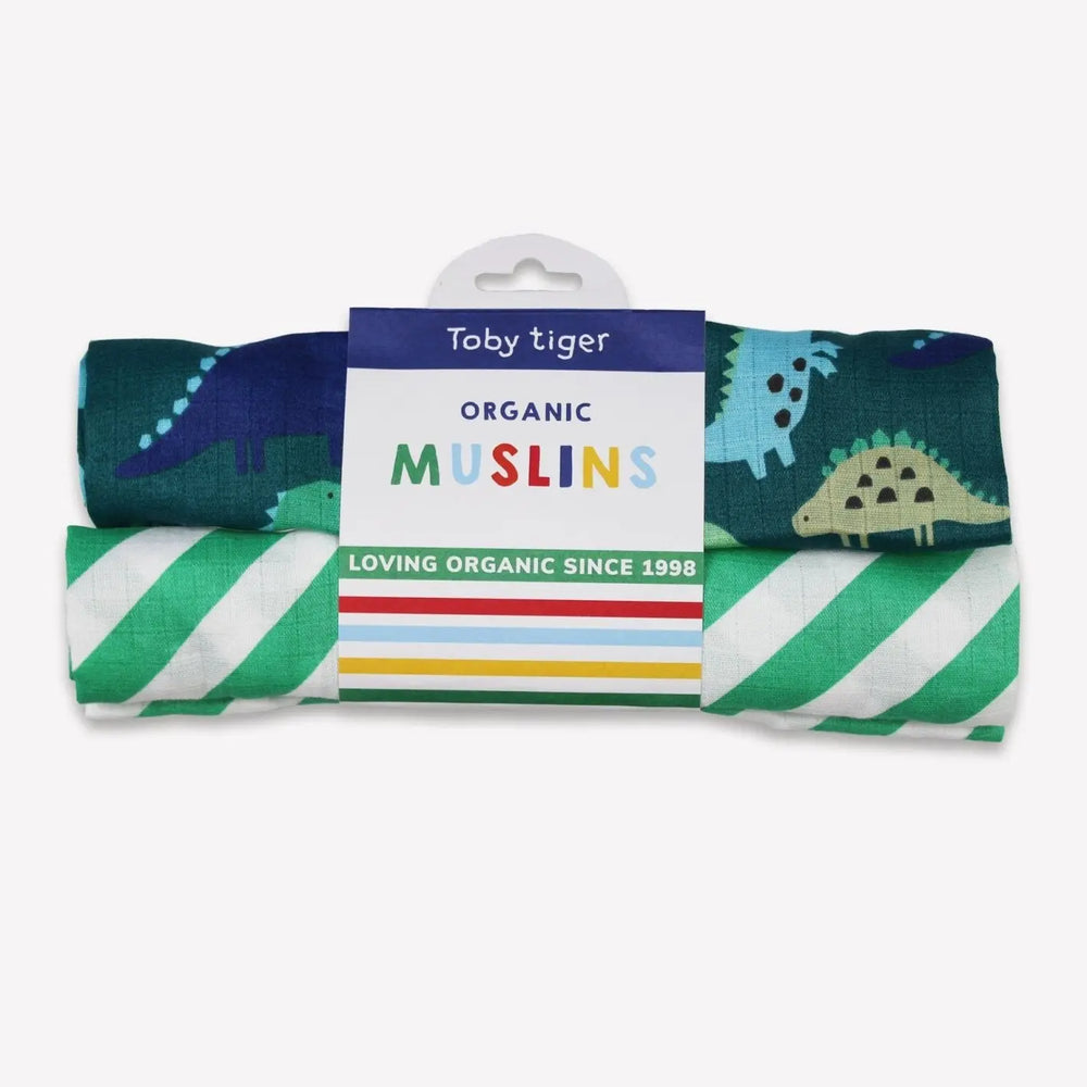 Organic Tonal Dinosaur Muslin 2-Pack Toby Tiger
