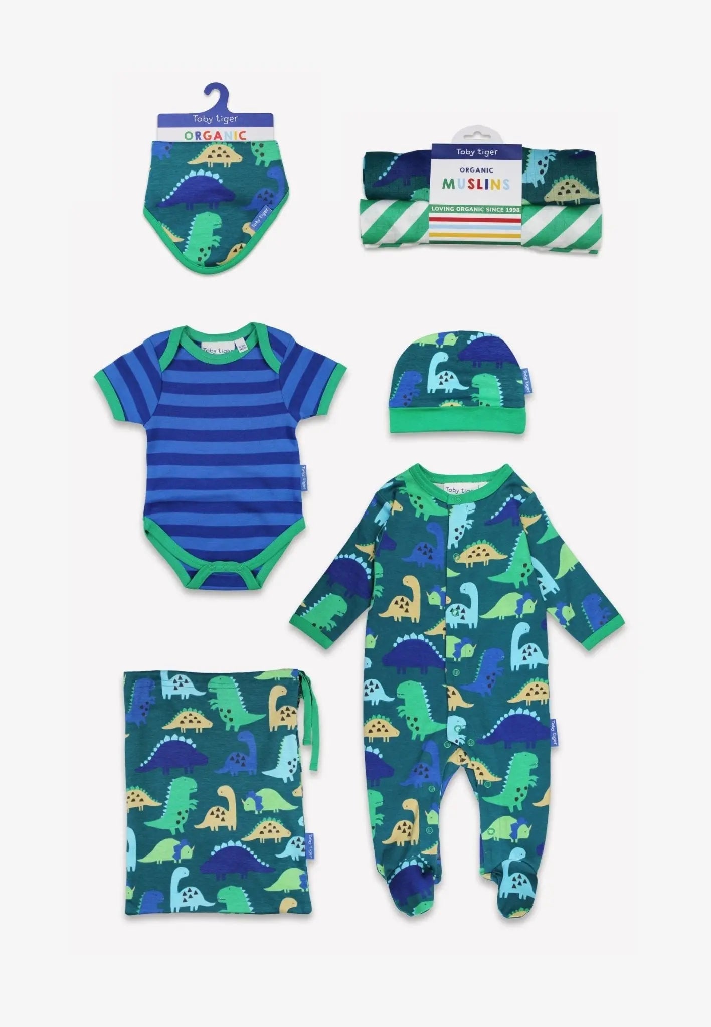 Organic Tonal Dinosaur Print Baby Bundle Toby Tiger