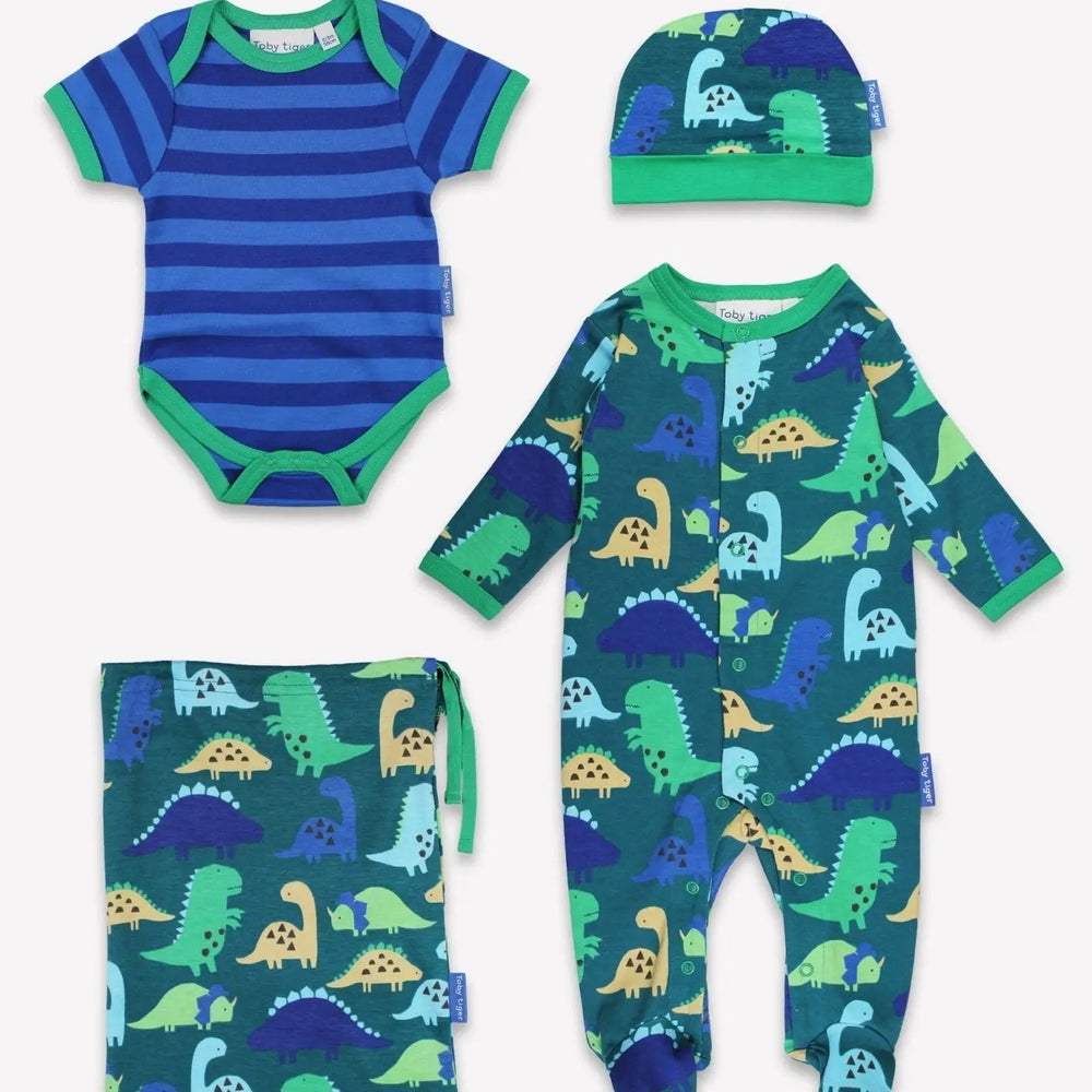 Organic Tonal Dinosaur Print Baby Gift Set Toby Tiger