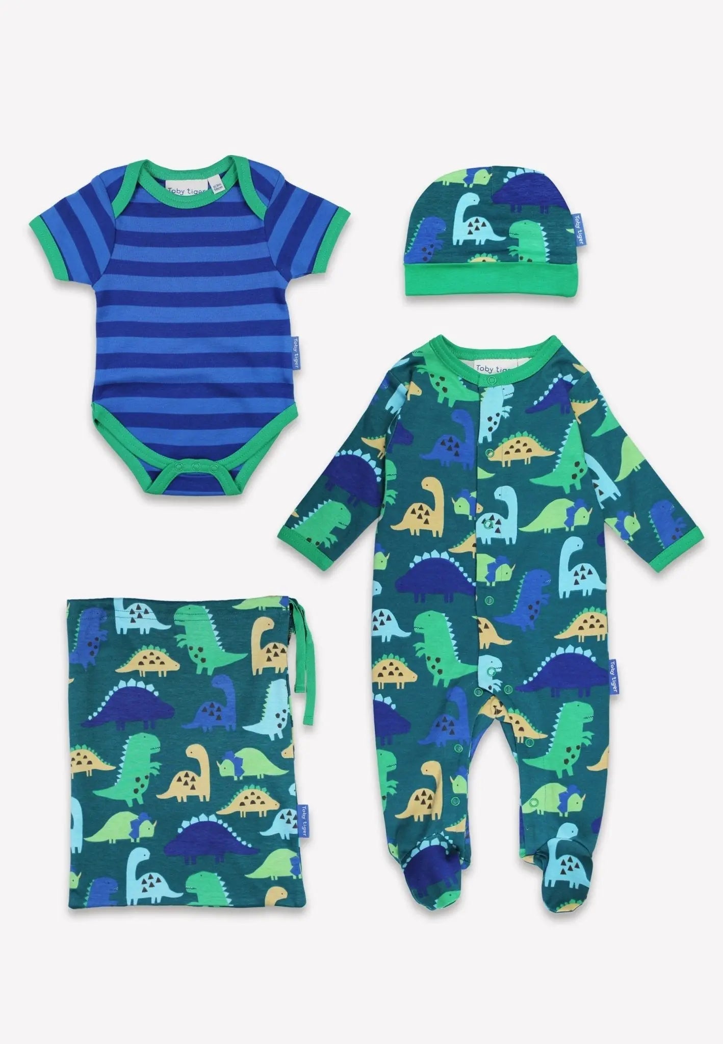 Organic Tonal Dinosaur Print Baby Gift Set Toby Tiger
