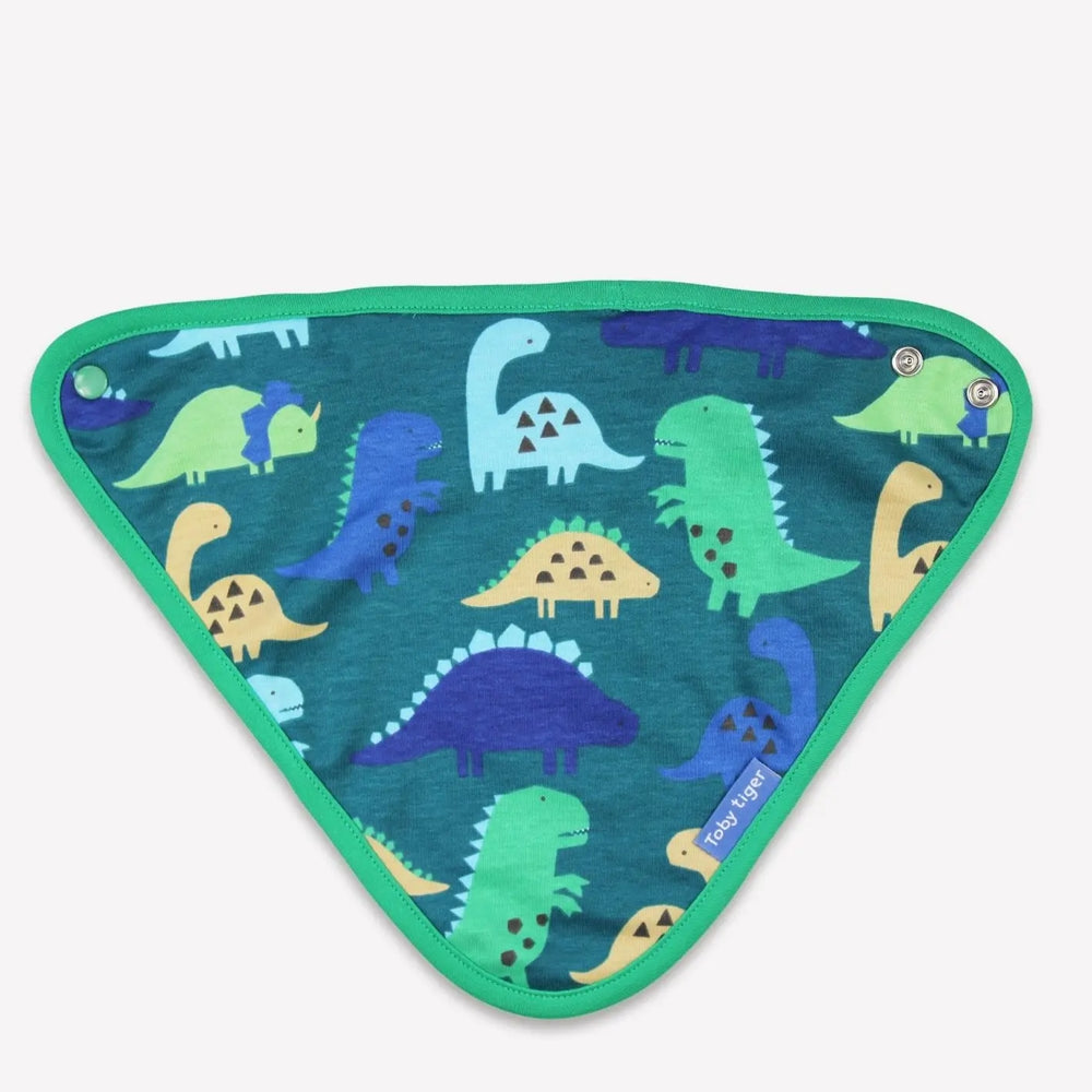 Organic Tonal Dinosaur Print Dribble Bib Toby Tiger