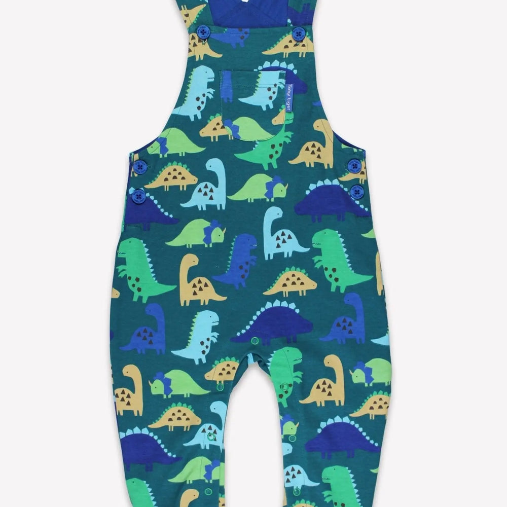 Organic Tonal Dinosaur Print Dungarees Toby Tiger
