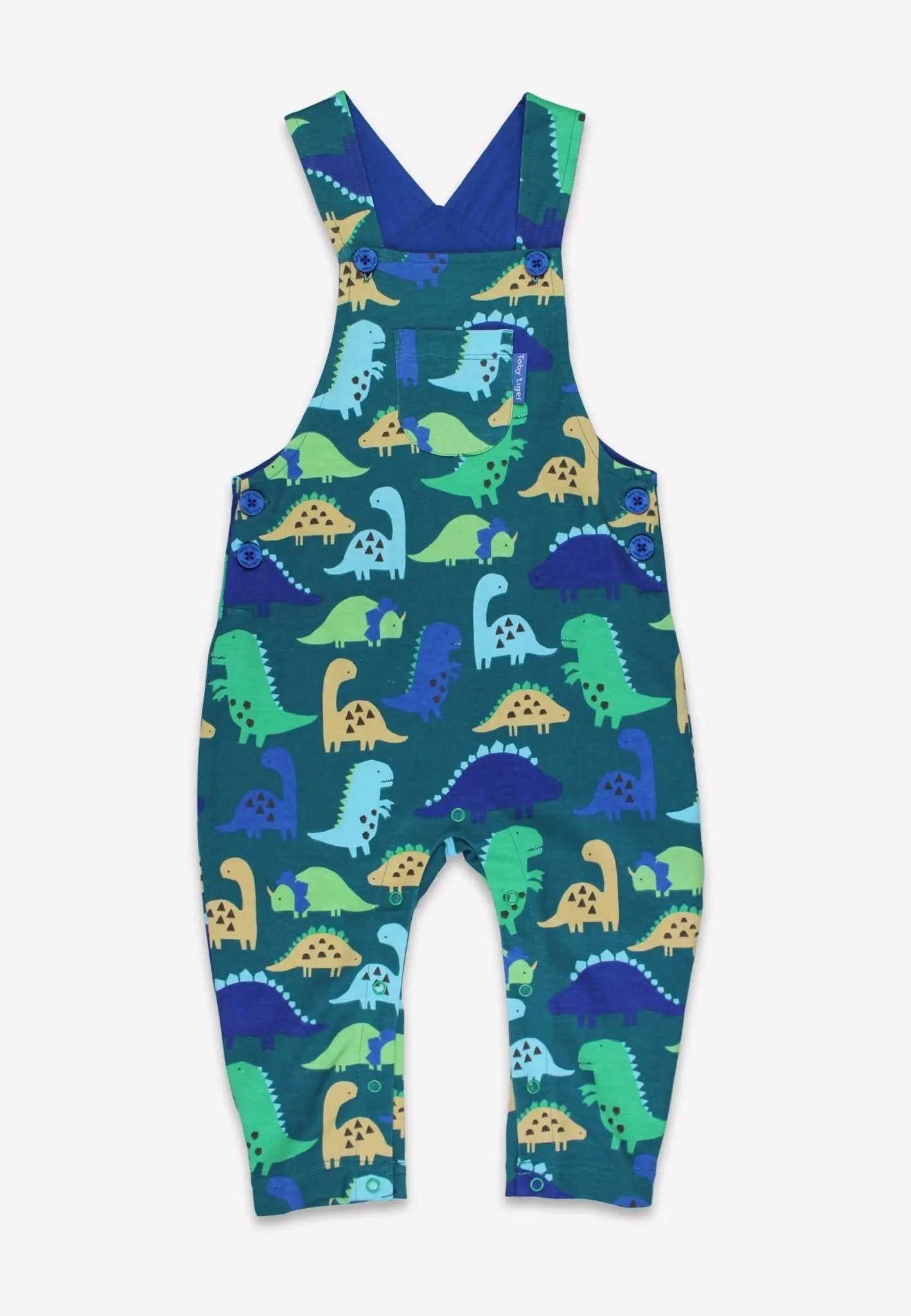Organic Tonal Dinosaur Print Dungarees Toby Tiger