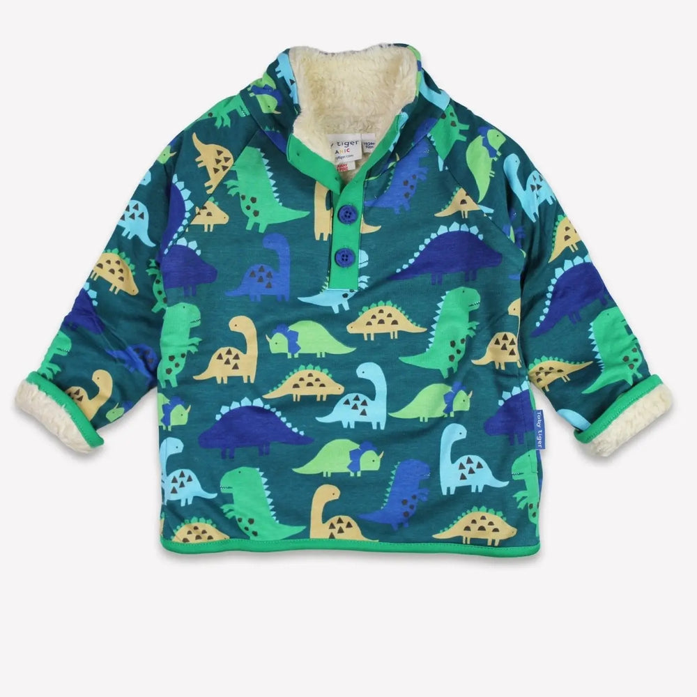 Organic Tonal Dinosaur Print Fleece Sweatshirt Toby Tiger