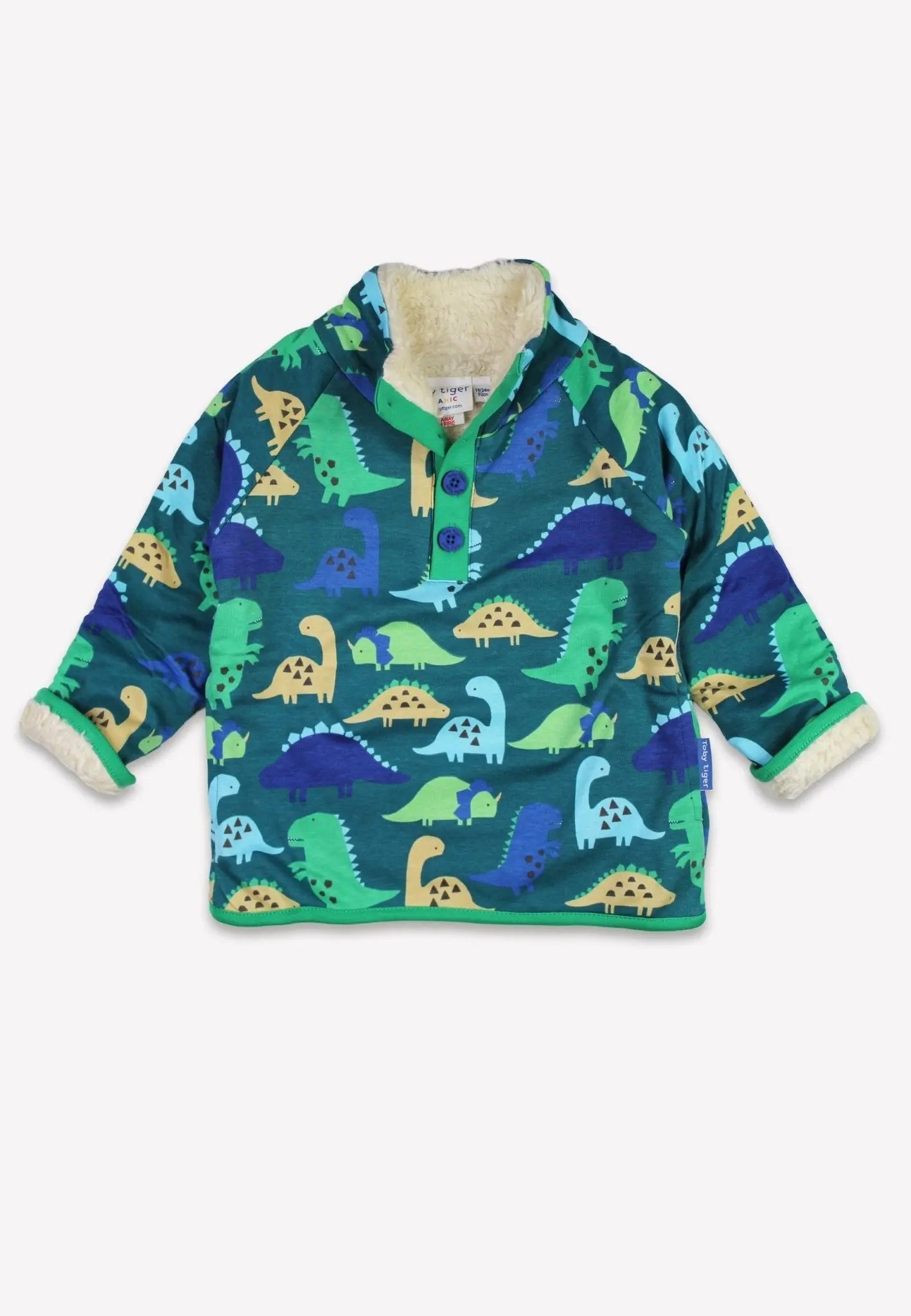 Organic Tonal Dinosaur Print Fleece Sweatshirt Toby Tiger