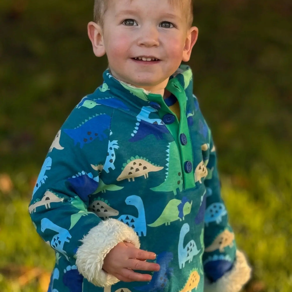 Organic Tonal Dinosaur Print Fleece Sweatshirt Toby Tiger