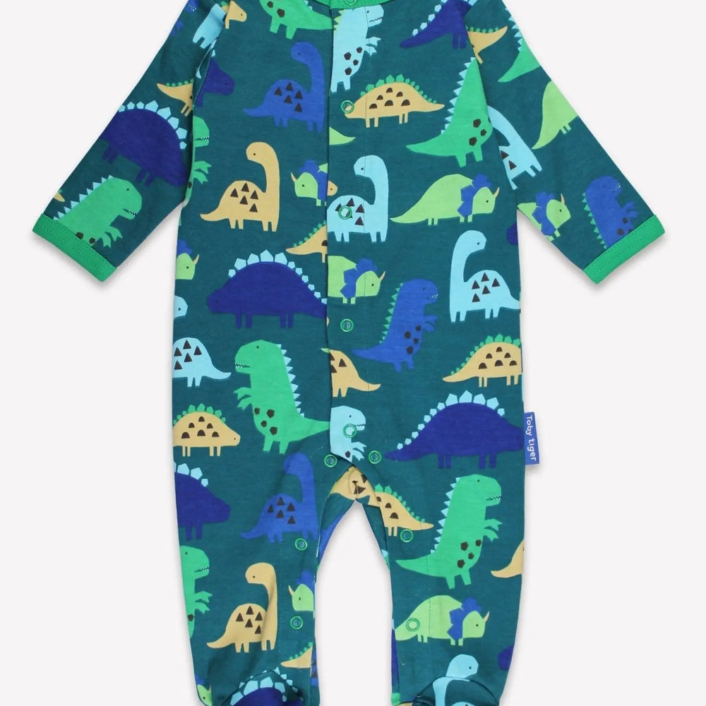 Organic Tonal Dinosaur Print Sleepsuit Toby Tiger