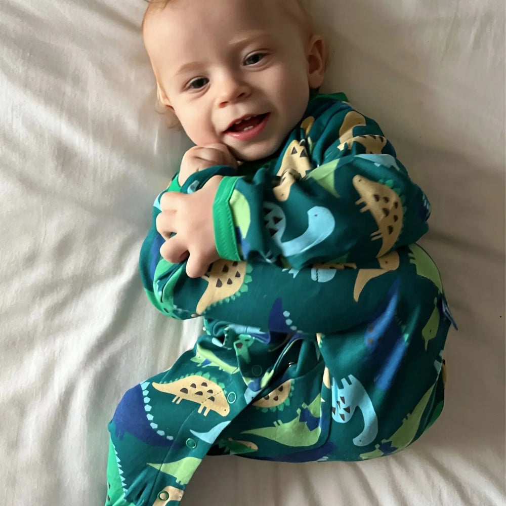 Organic Tonal Dinosaur Print Sleepsuit Toby Tiger