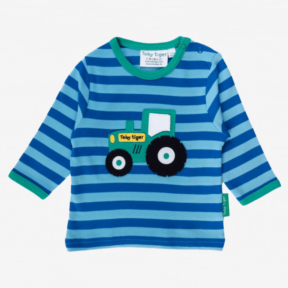 Organic Tractor Applique Long-Sleeved T-Shirt Toby Tiger