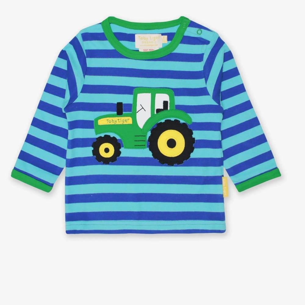 Organic Tractor Applique Long-Sleeved T-Shirt Toby Tiger