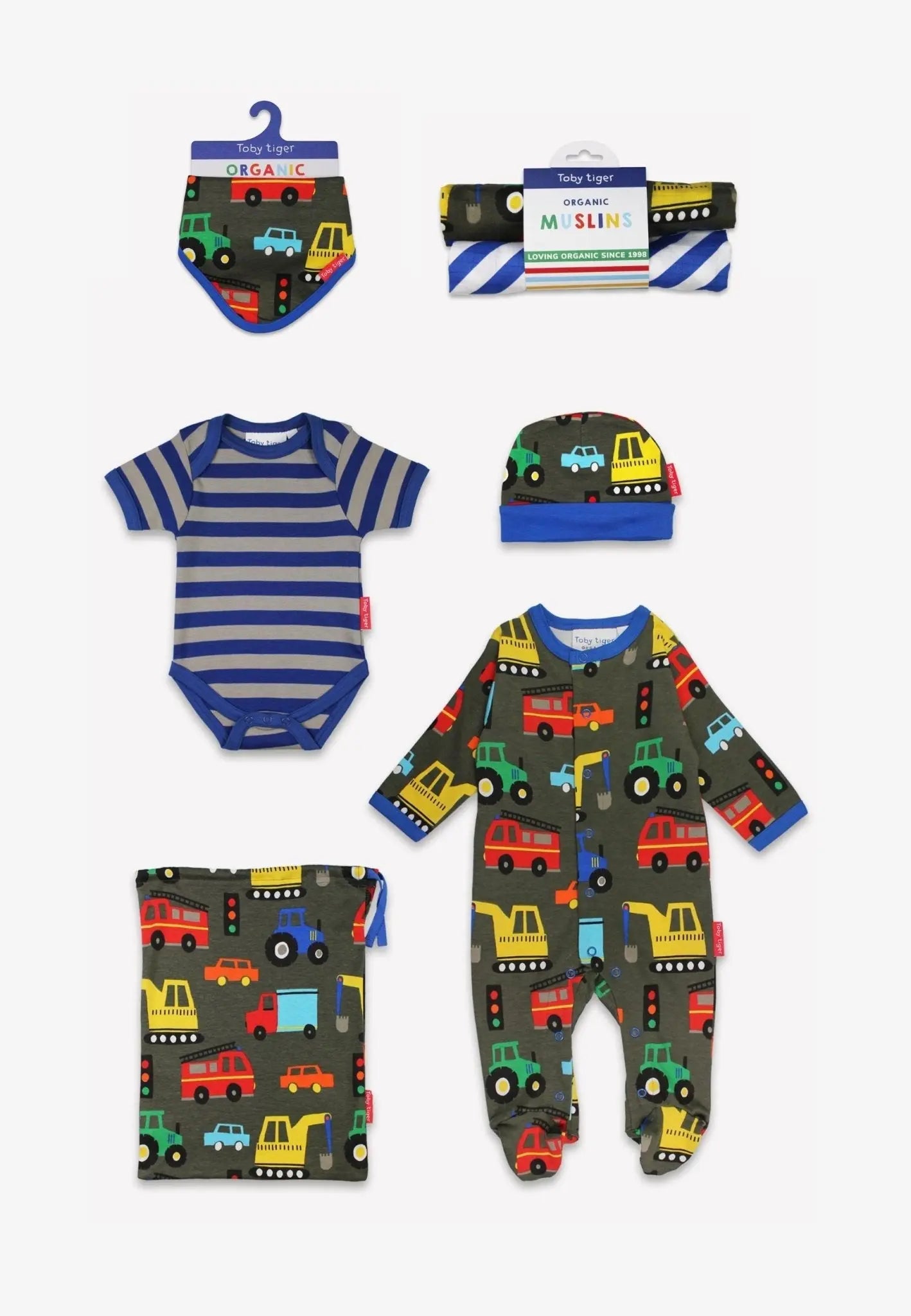 Organic Transport Print Baby Bundle Toby Tiger