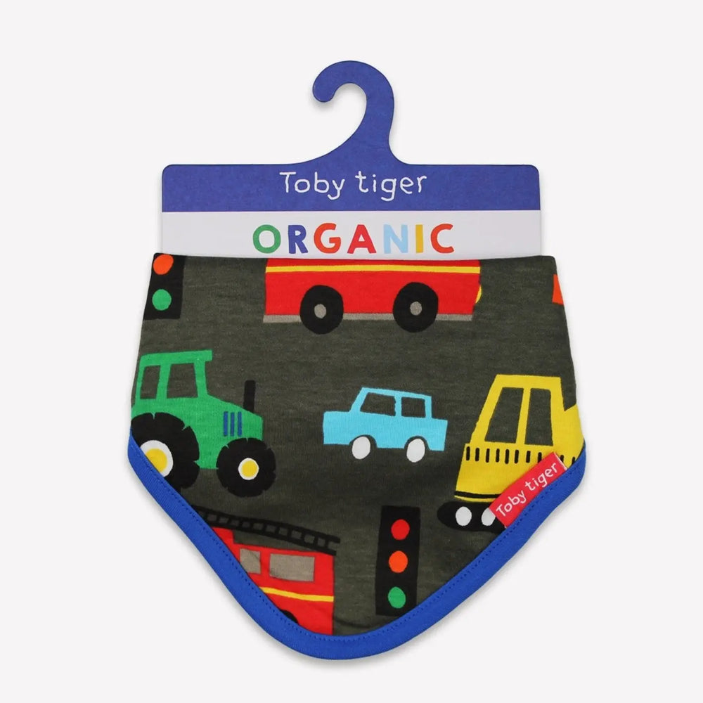 Organic Transport Print Dribble Bib Toby Tiger