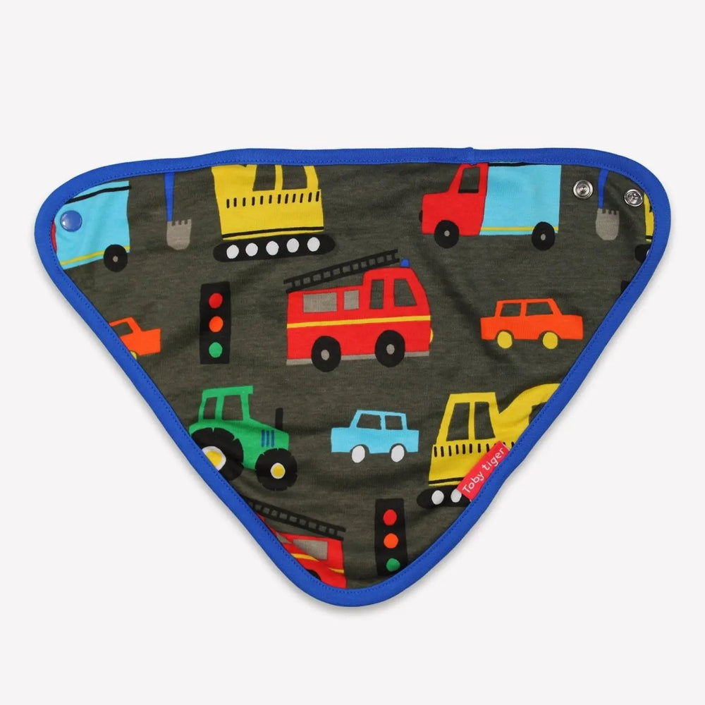 Organic Transport Print Dribble Bib Toby Tiger