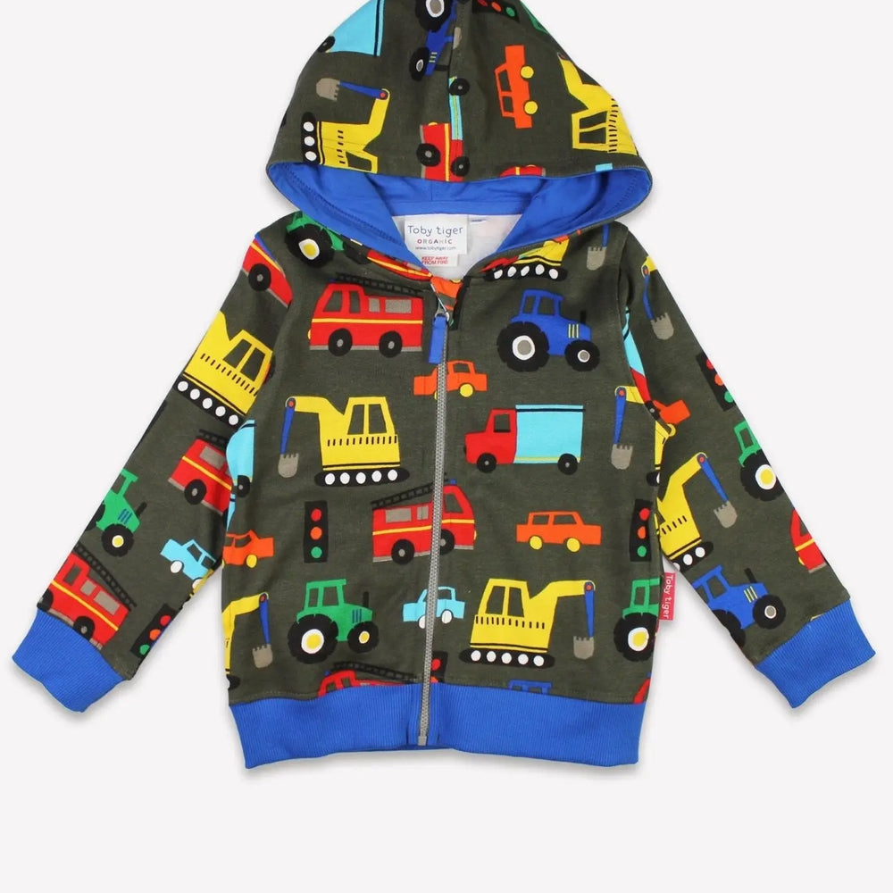 Organic Transport Print Hoodie Toby Tiger