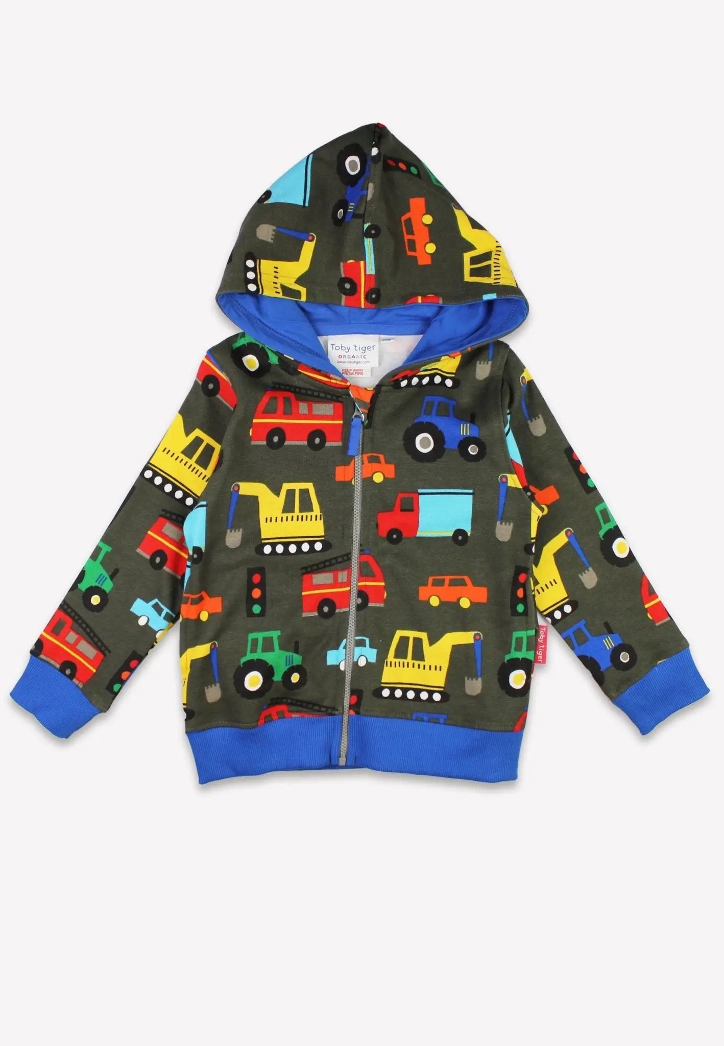 Organic Transport Print Hoodie Toby Tiger
