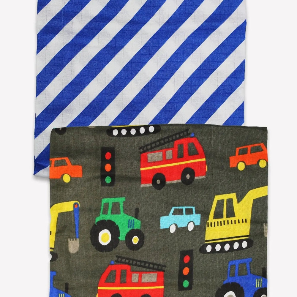 Organic Transport Print Muslin 2-Pack Toby Tiger