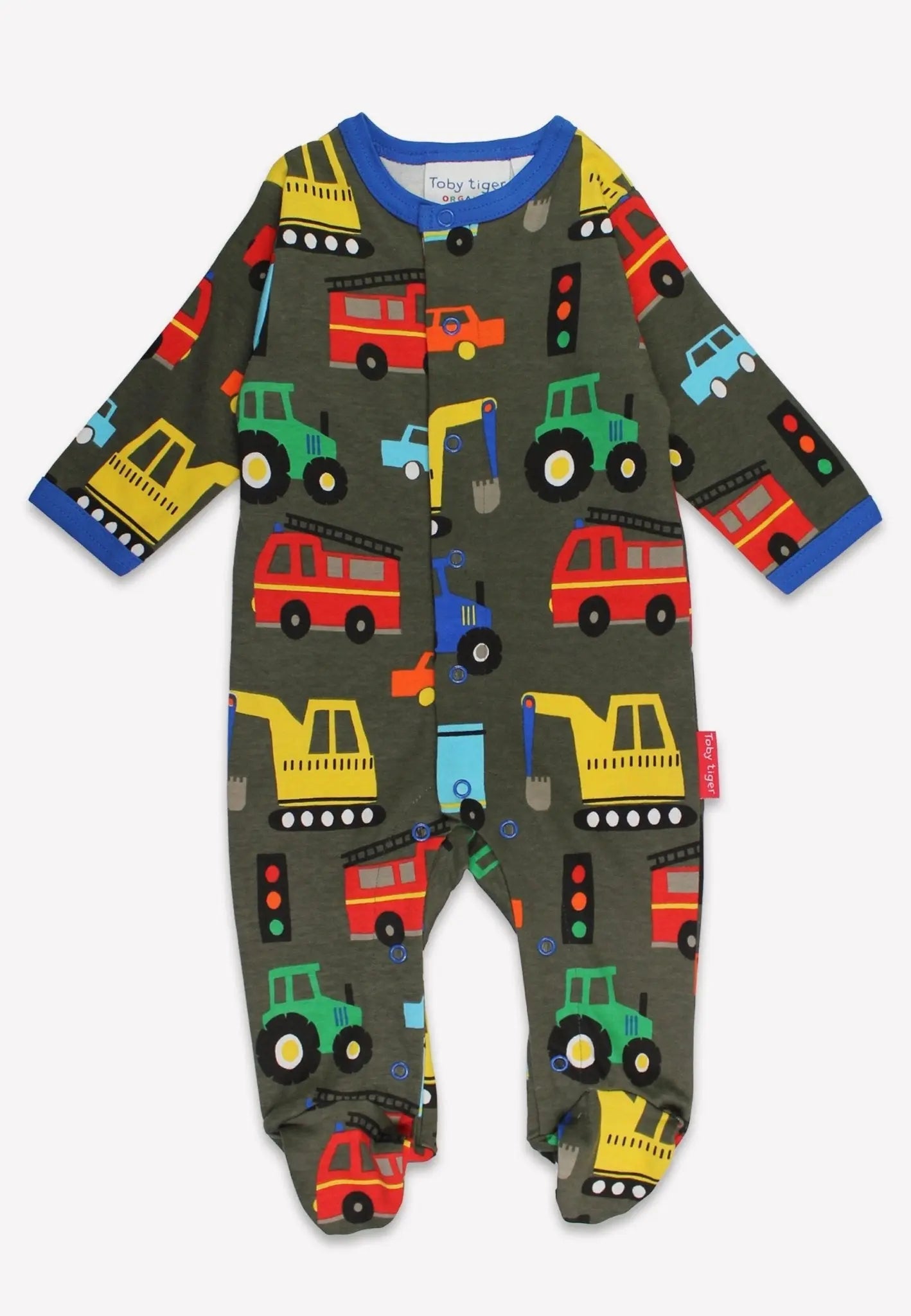 Organic Transport Print Sleepsuit Toby Tiger
