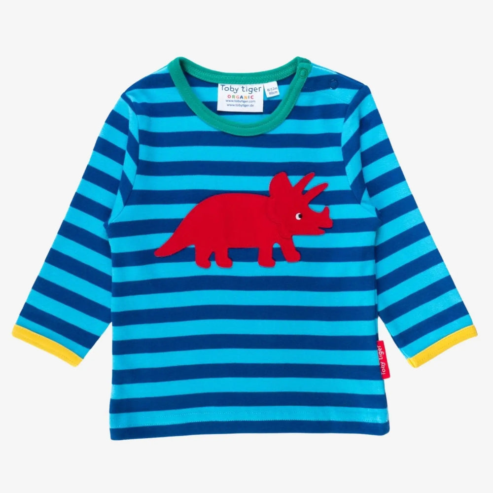 Organic Triceratops Applique Long-Sleeved T-Shirt Toby Tiger