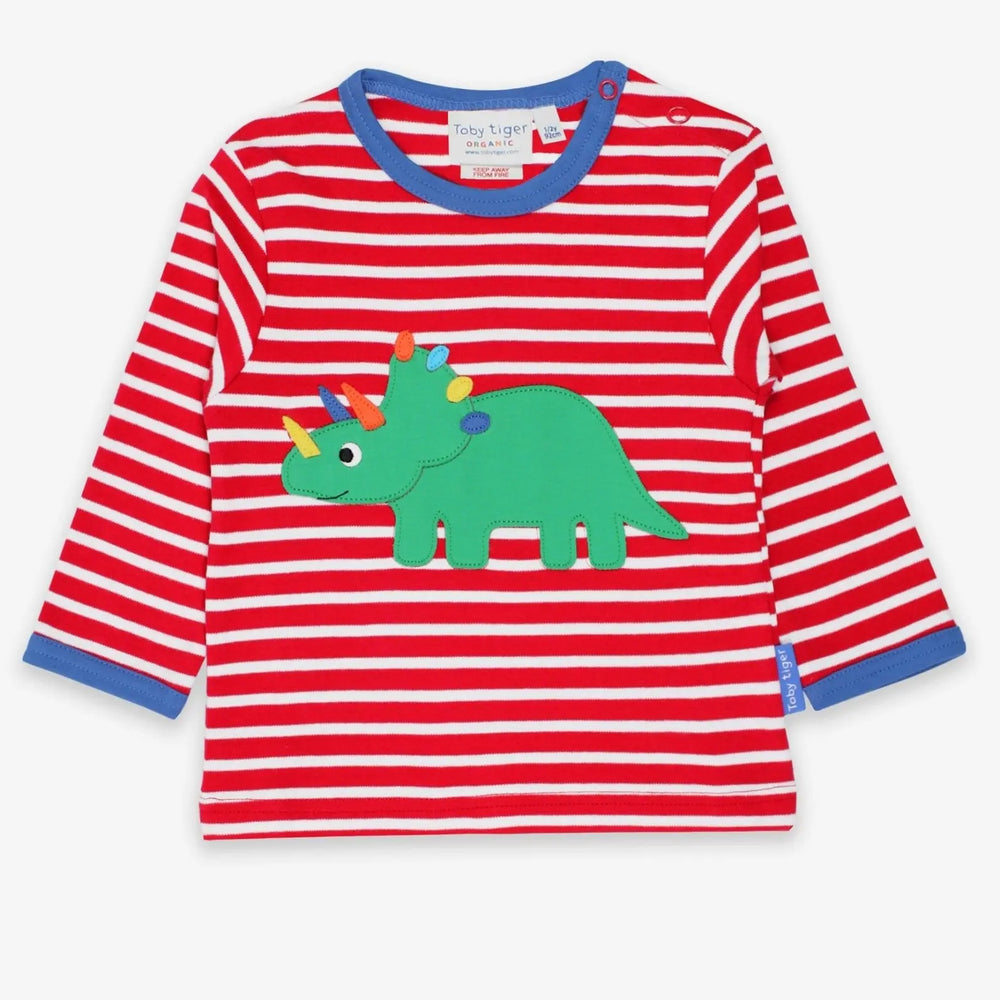 Organic Triceratops Applique Long-Sleeved T-Shirt Toby Tiger